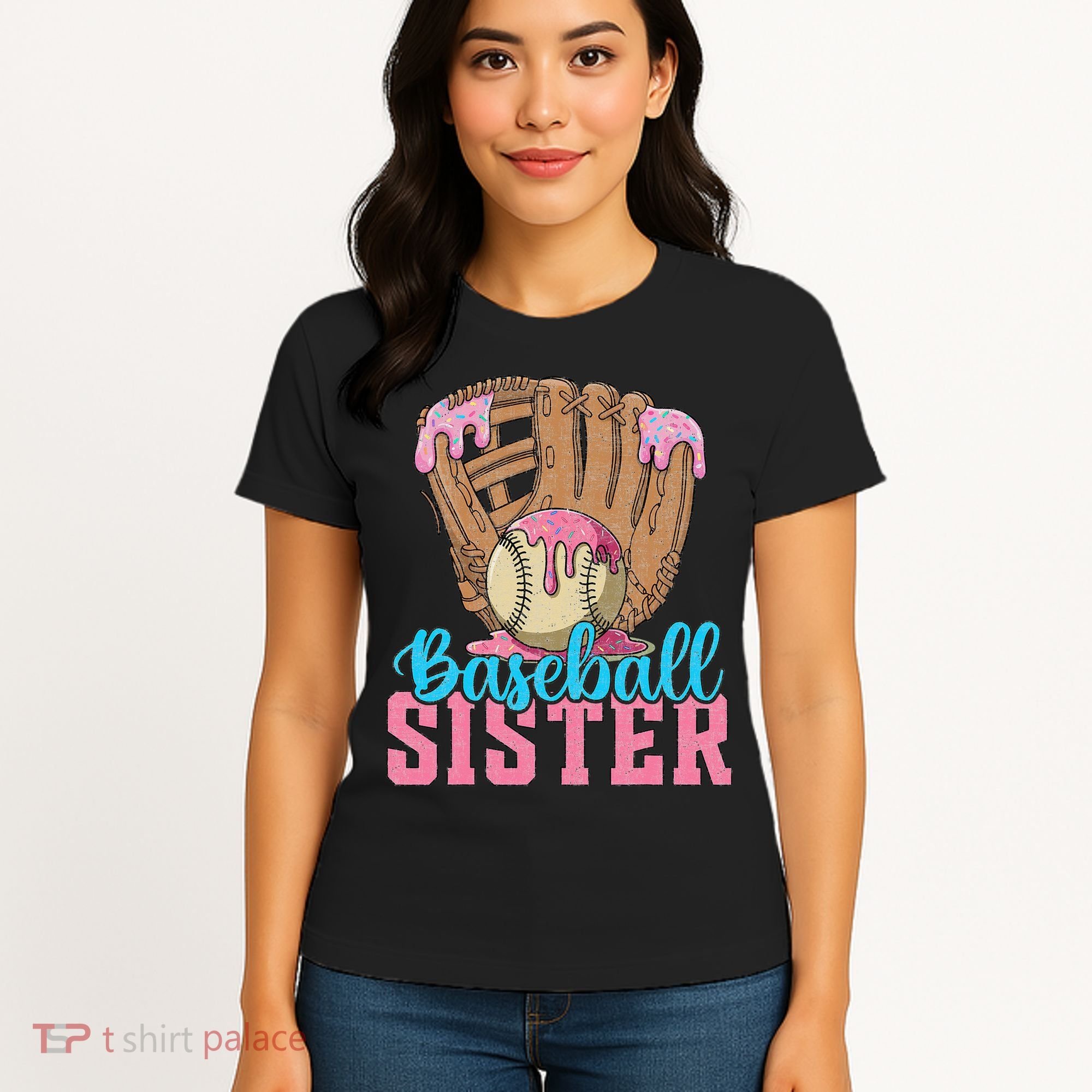 Baseball Sister Game Day Ice Cream Drip Baseball Big Sister Women's T-Shirt