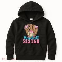 Baseball Sister Game Day Ice Cream Drip Baseball Big Sister Kids Hoodie thumb 0