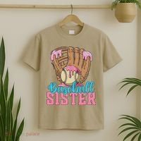 Baseball Sister Game Day Ice Cream Drip Baseball Big Sister T-Shirt thumb 2