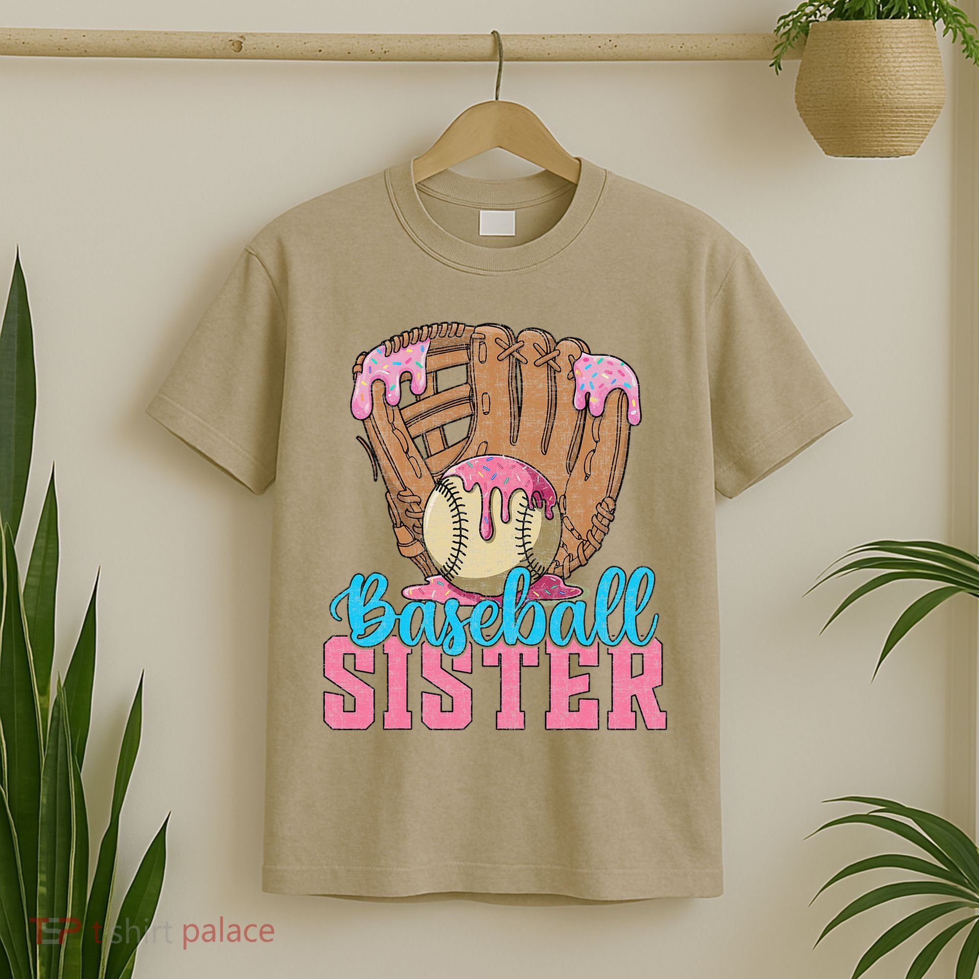 Baseball Sister Game Day Ice Cream Drip Baseball Big Sister T-Shirt