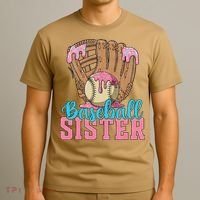 Baseball Sister Game Day Ice Cream Drip Baseball Big Sister T-Shirt thumb 3