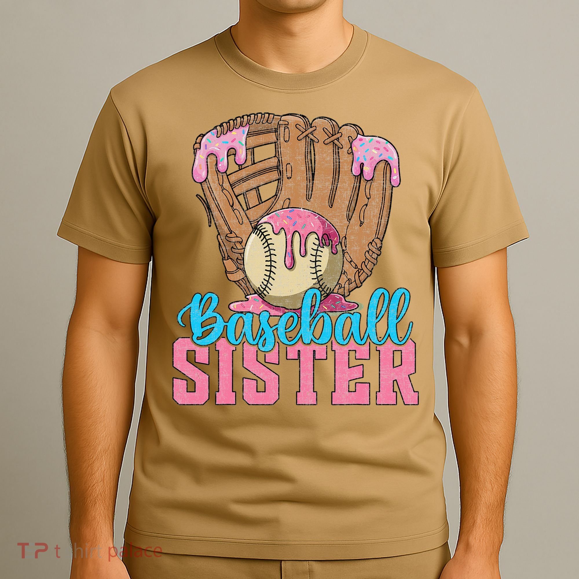 Baseball Sister Game Day Ice Cream Drip Baseball Big Sister T-Shirt