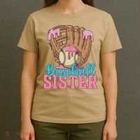 Baseball Sister Game Day Ice Cream Drip Baseball Big Sister T-Shirt thumb 4