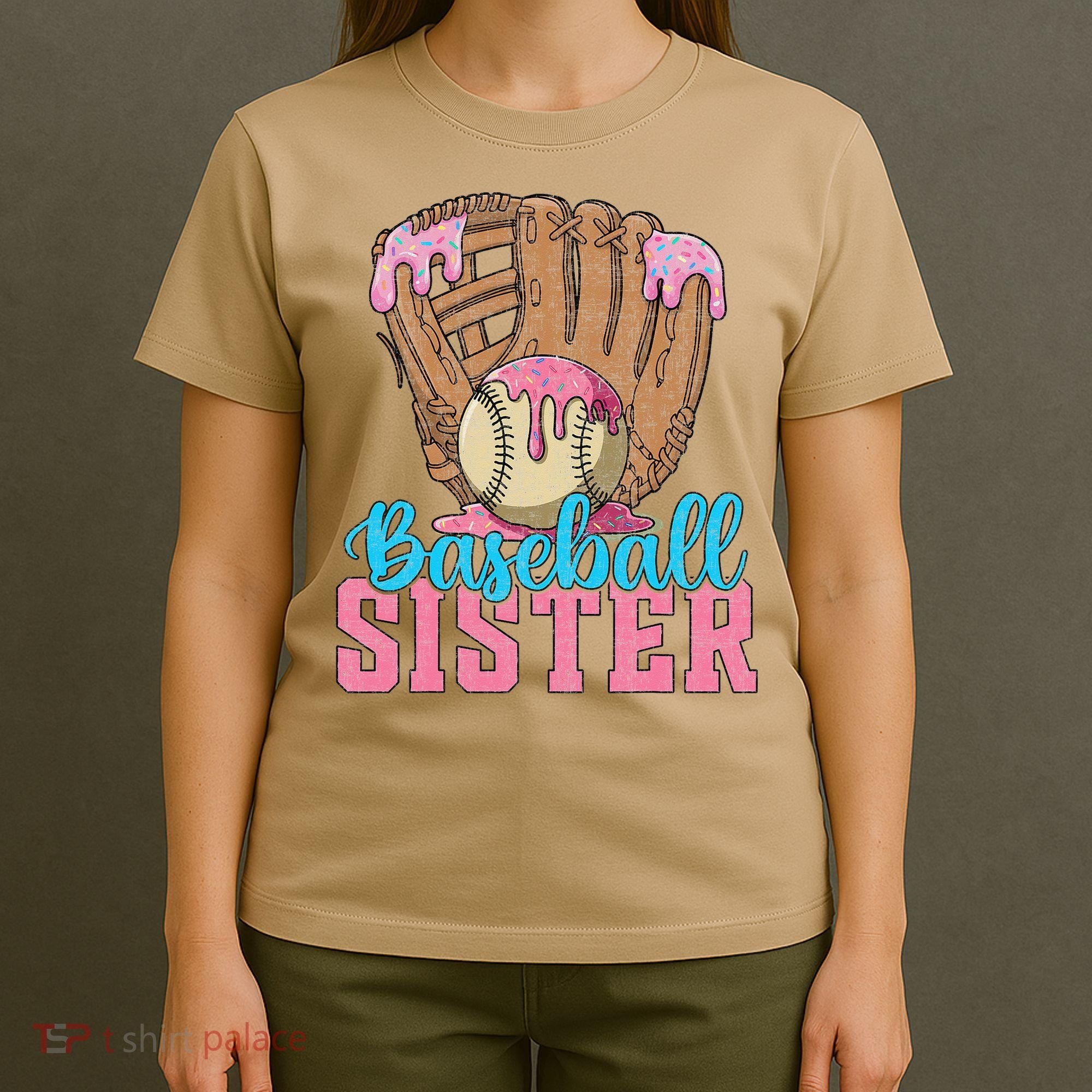 Baseball Sister Game Day Ice Cream Drip Baseball Big Sister T-Shirt