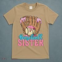 Baseball Sister Game Day Ice Cream Drip Baseball Big Sister T-Shirt thumb 5