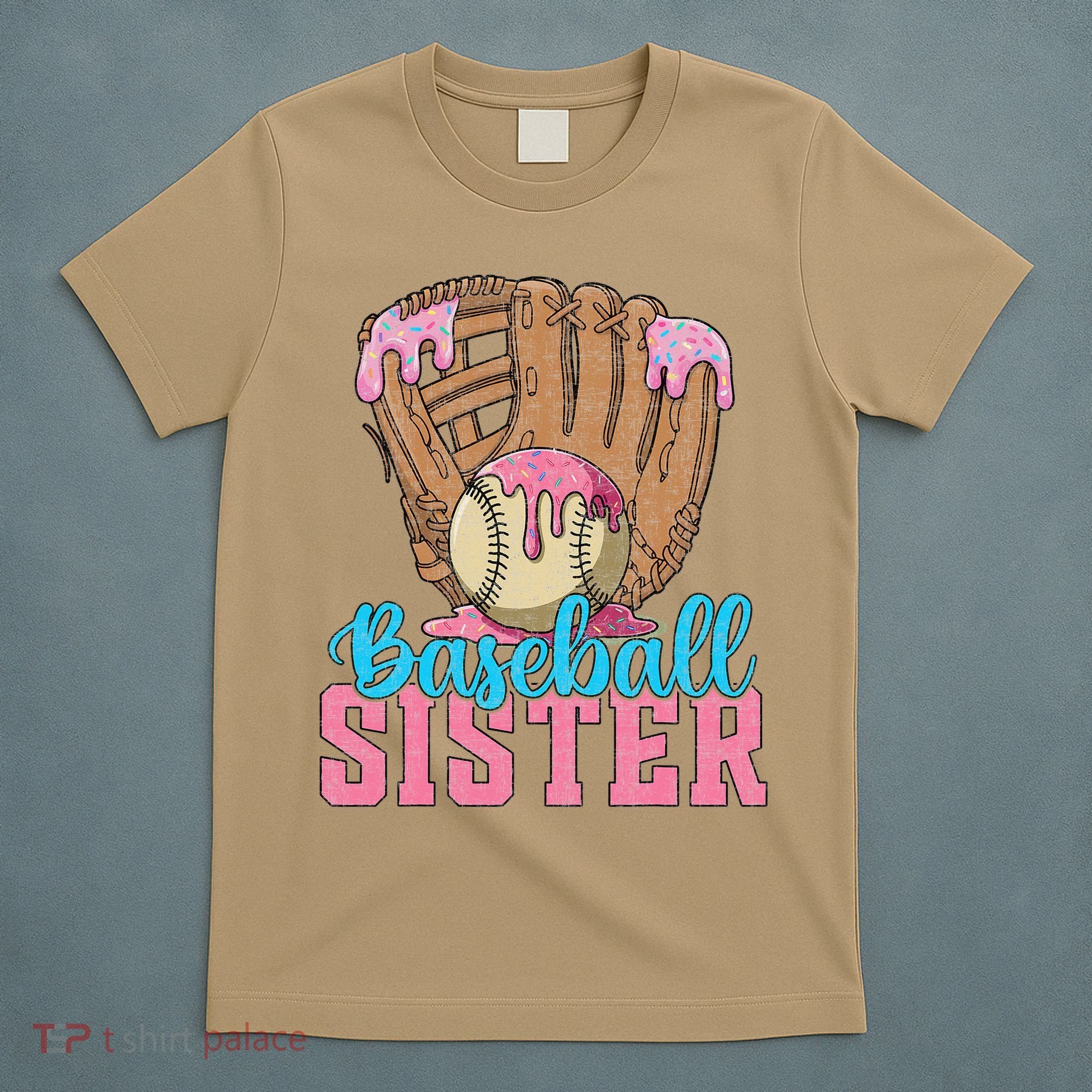 Baseball Sister Game Day Ice Cream Drip Baseball Big Sister T-Shirt