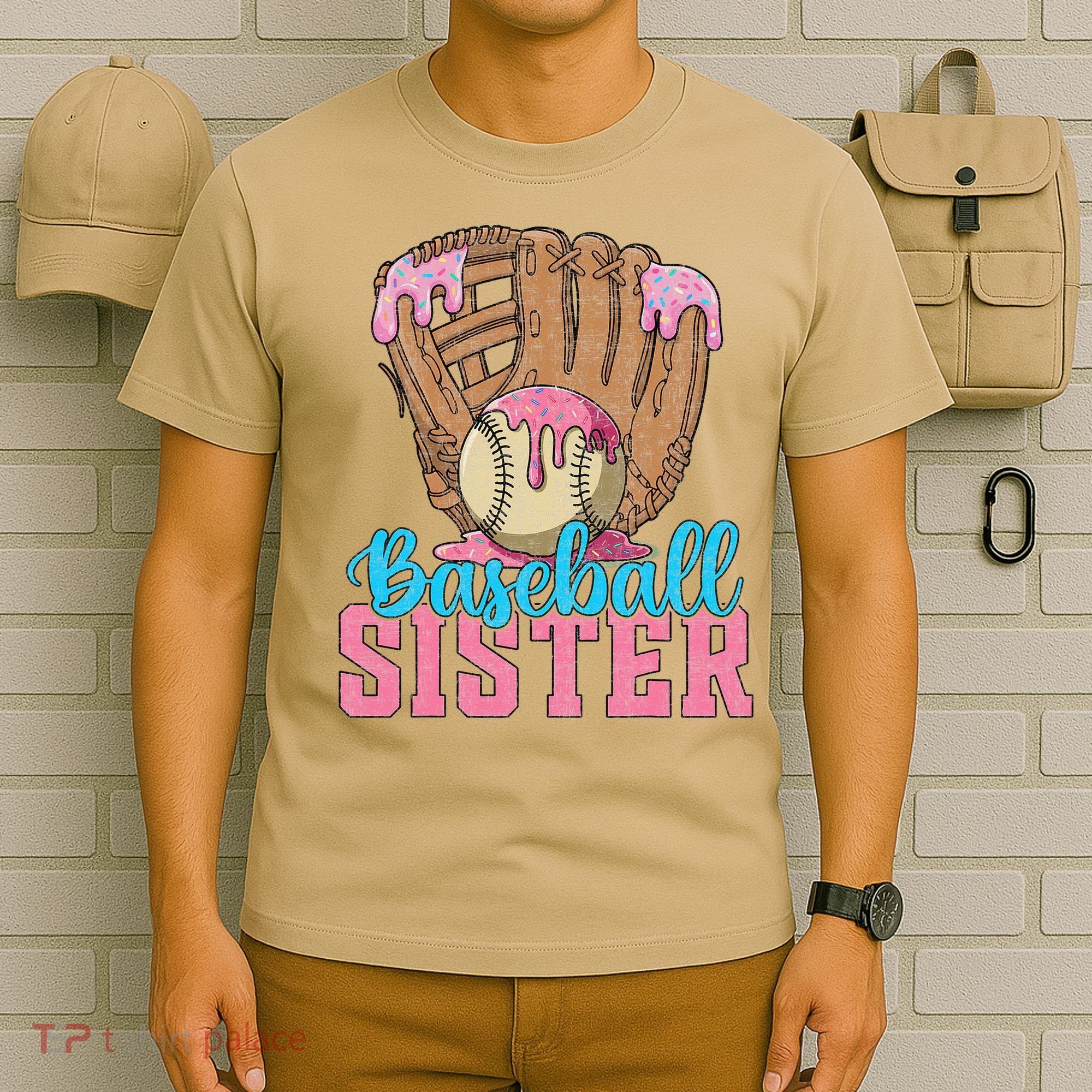 Baseball Sister Game Day Ice Cream Drip Baseball Big Sister T-Shirt