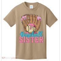 Baseball Sister Game Day Ice Cream Drip Baseball Big Sister Kids T-Shirt thumb 0