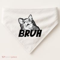 Bruh Shocked Gasp Cat USA-Made Doggie Bandana thumb 0
