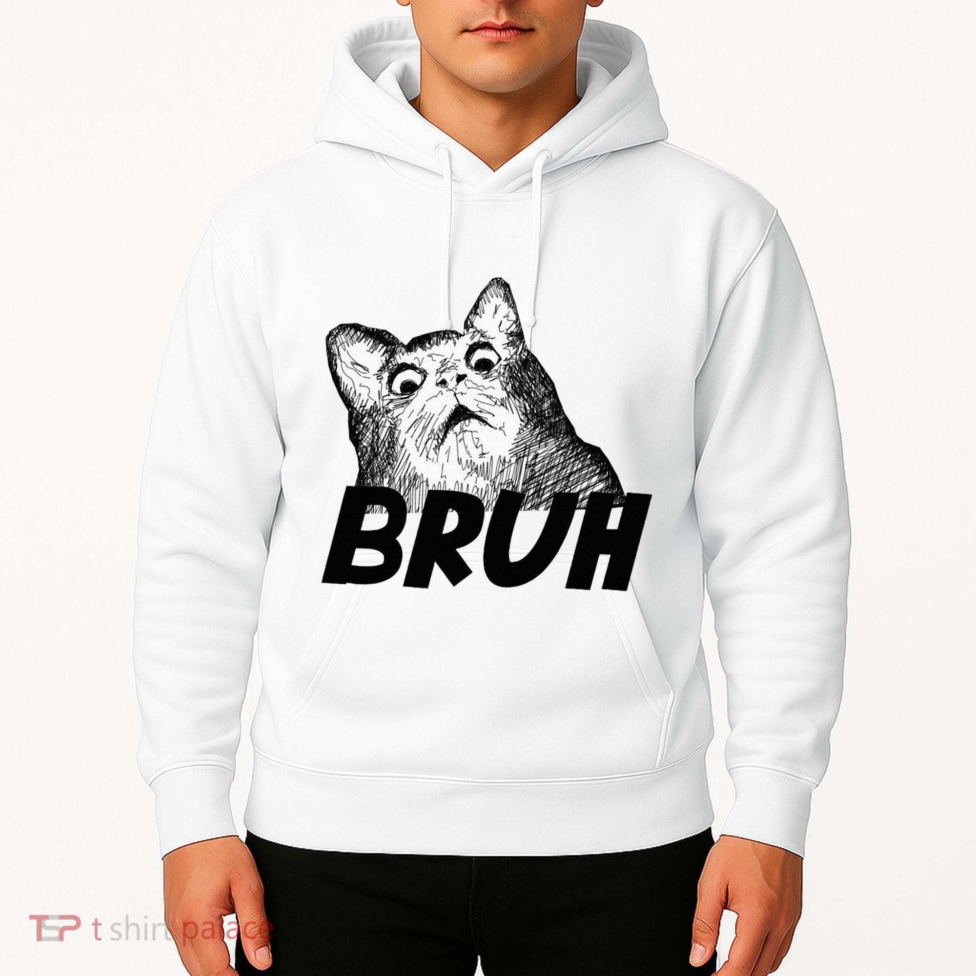 Bruh Shocked Gasp Cat Hoodie