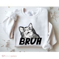 Bruh Shocked Gasp Cat Sweatshirt thumb 2