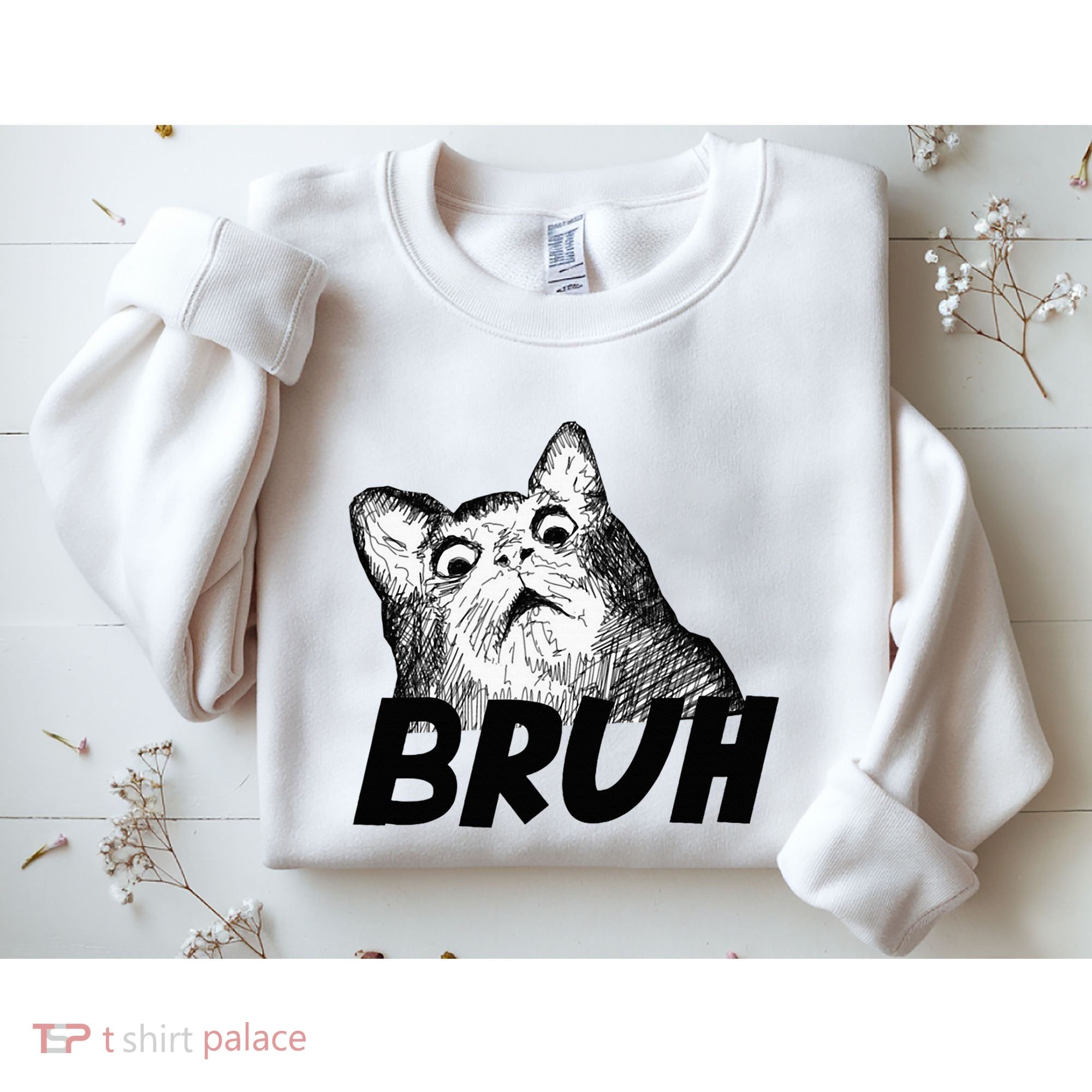 Bruh Shocked Gasp Cat Sweatshirt