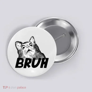 Bruh Shocked Gasp Cat Button