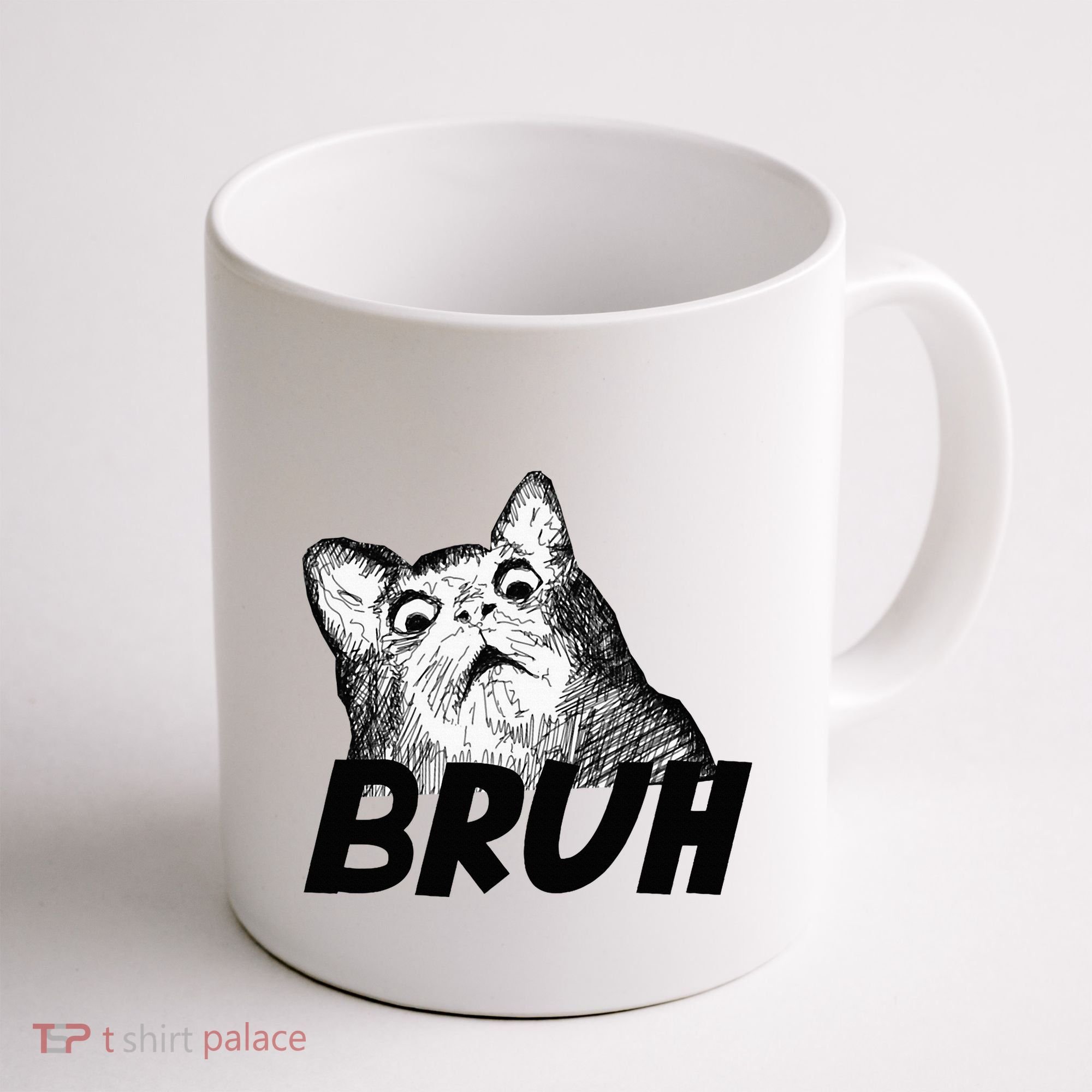 Bruh Shocked Gasp Cat Coffee Mug