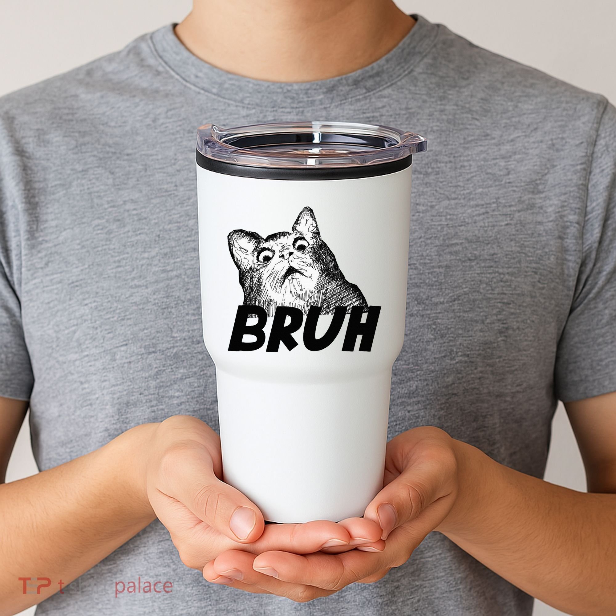 Bruh Shocked Gasp Cat Tumbler