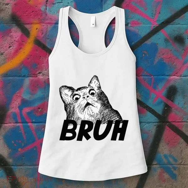 Bruh Shocked Gasp Cat Women's Tank Top