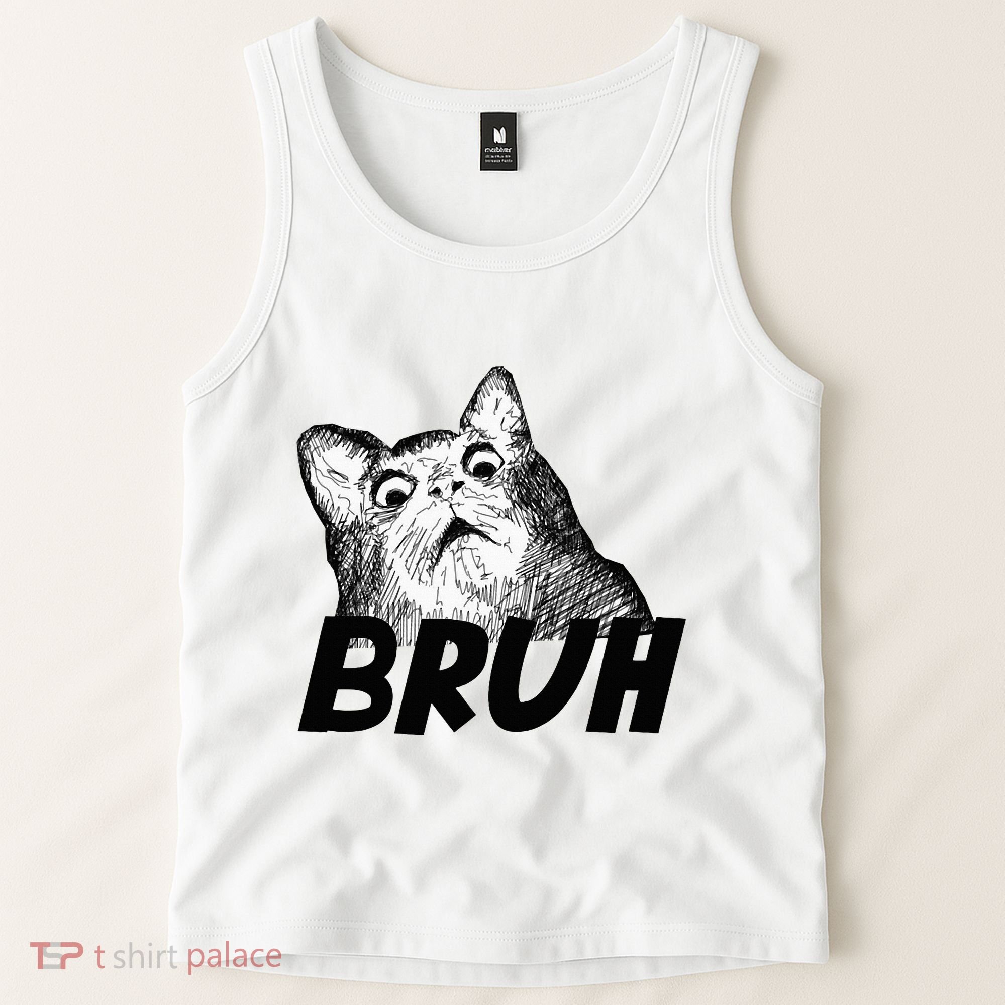 Bruh Shocked Gasp Cat Tank Top