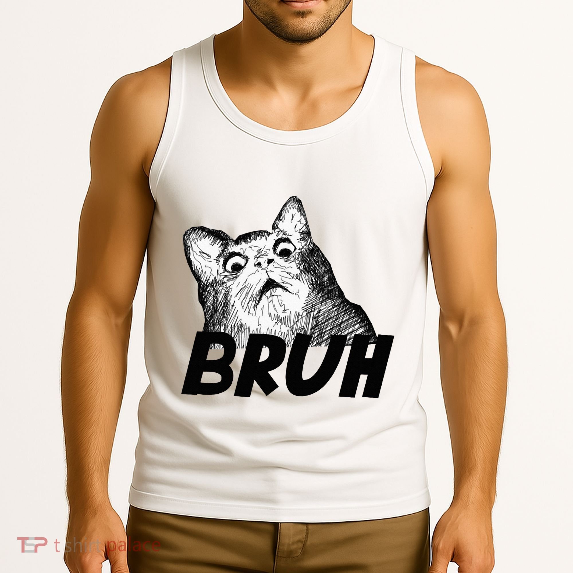 Bruh Shocked Gasp Cat Tank Top