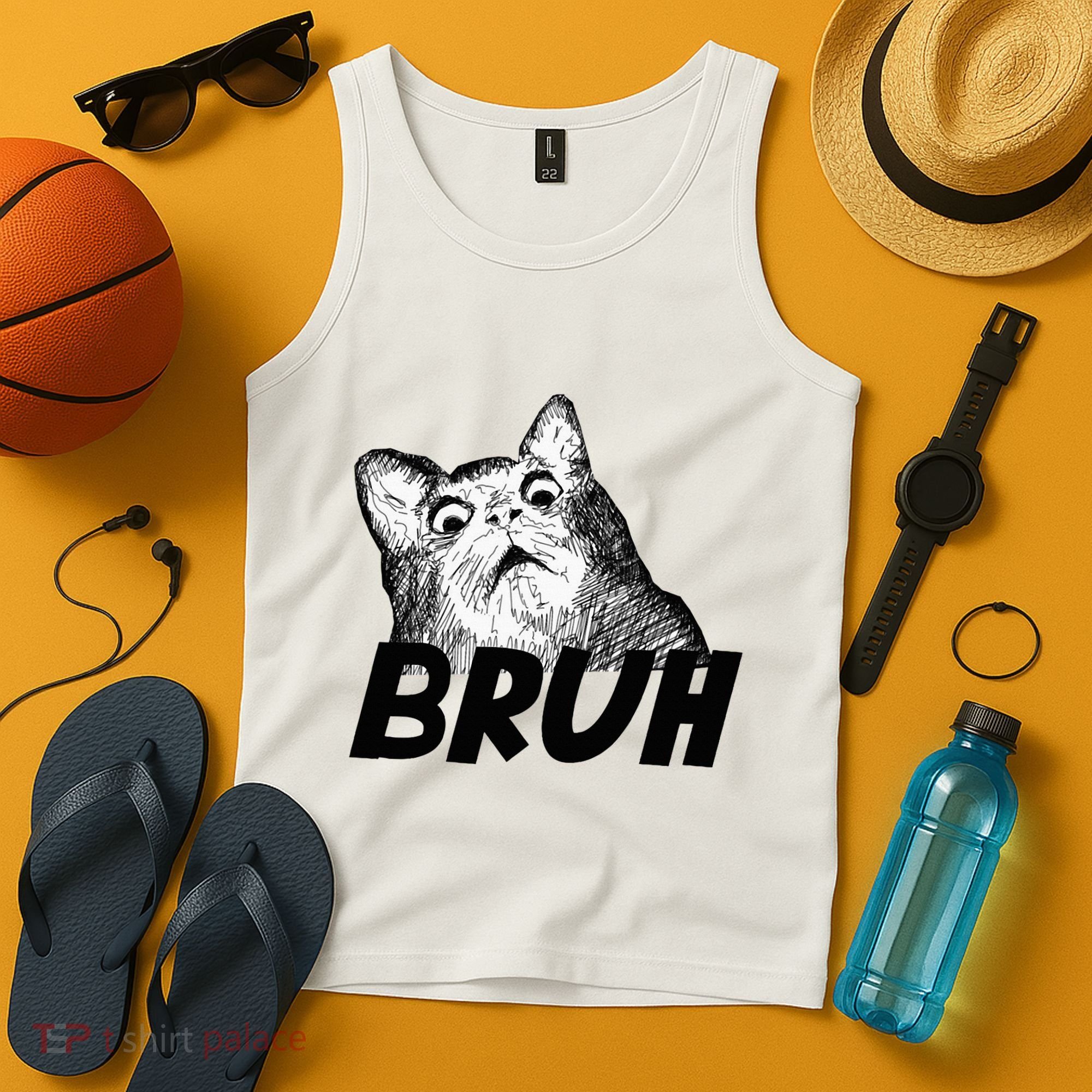 Bruh Shocked Gasp Cat Tank Top