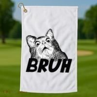 Bruh Shocked Gasp Cat Golf Towel thumb 1
