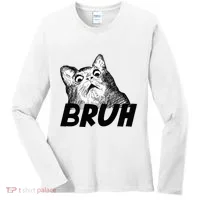 Bruh Shocked Gasp Cat Women's Long Sleeve Shirt thumb 0