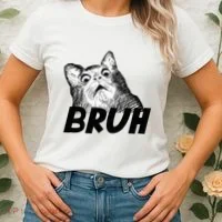 Bruh Shocked Gasp Cat Women's T-Shirt thumb 2