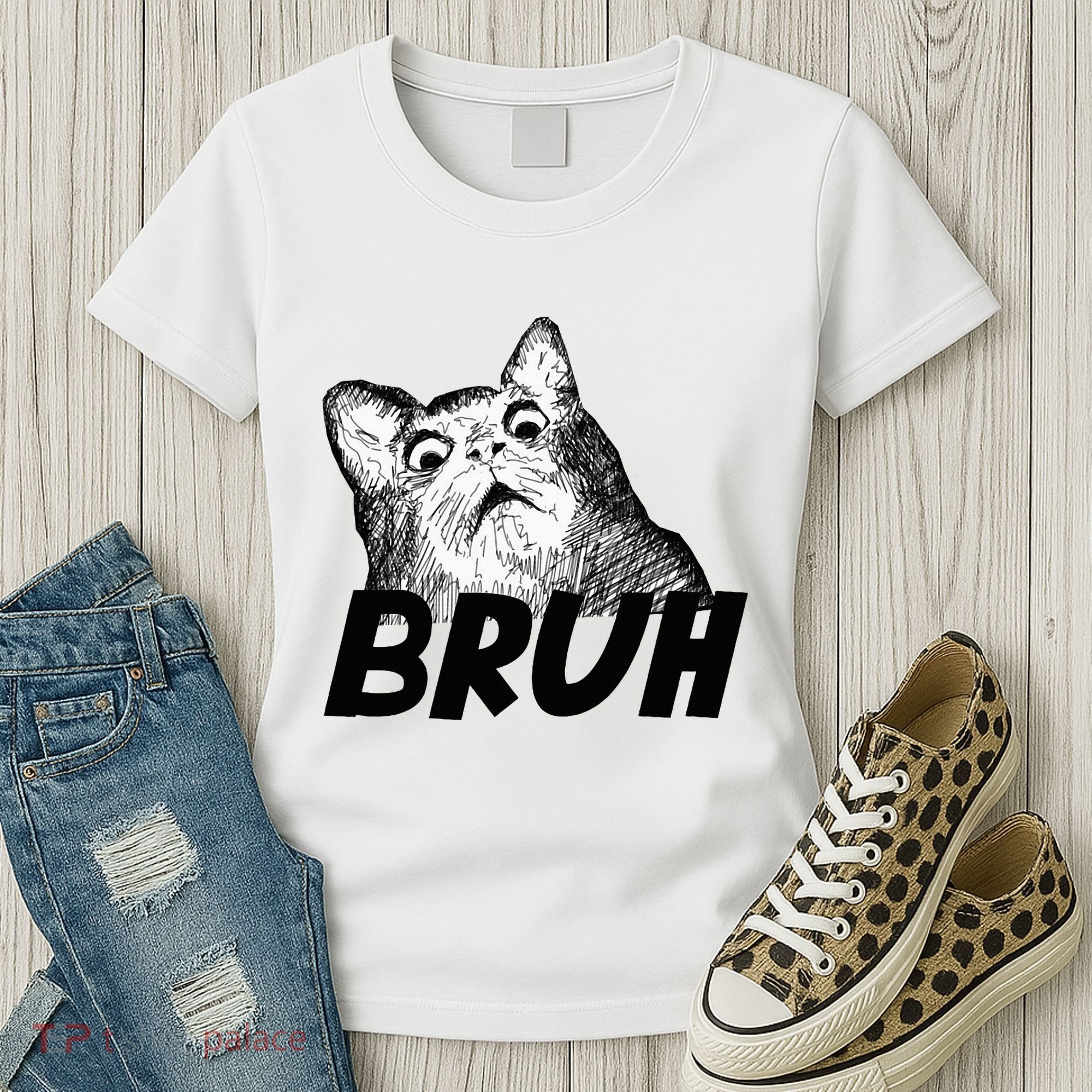 Bruh Shocked Gasp Cat Women's T-Shirt