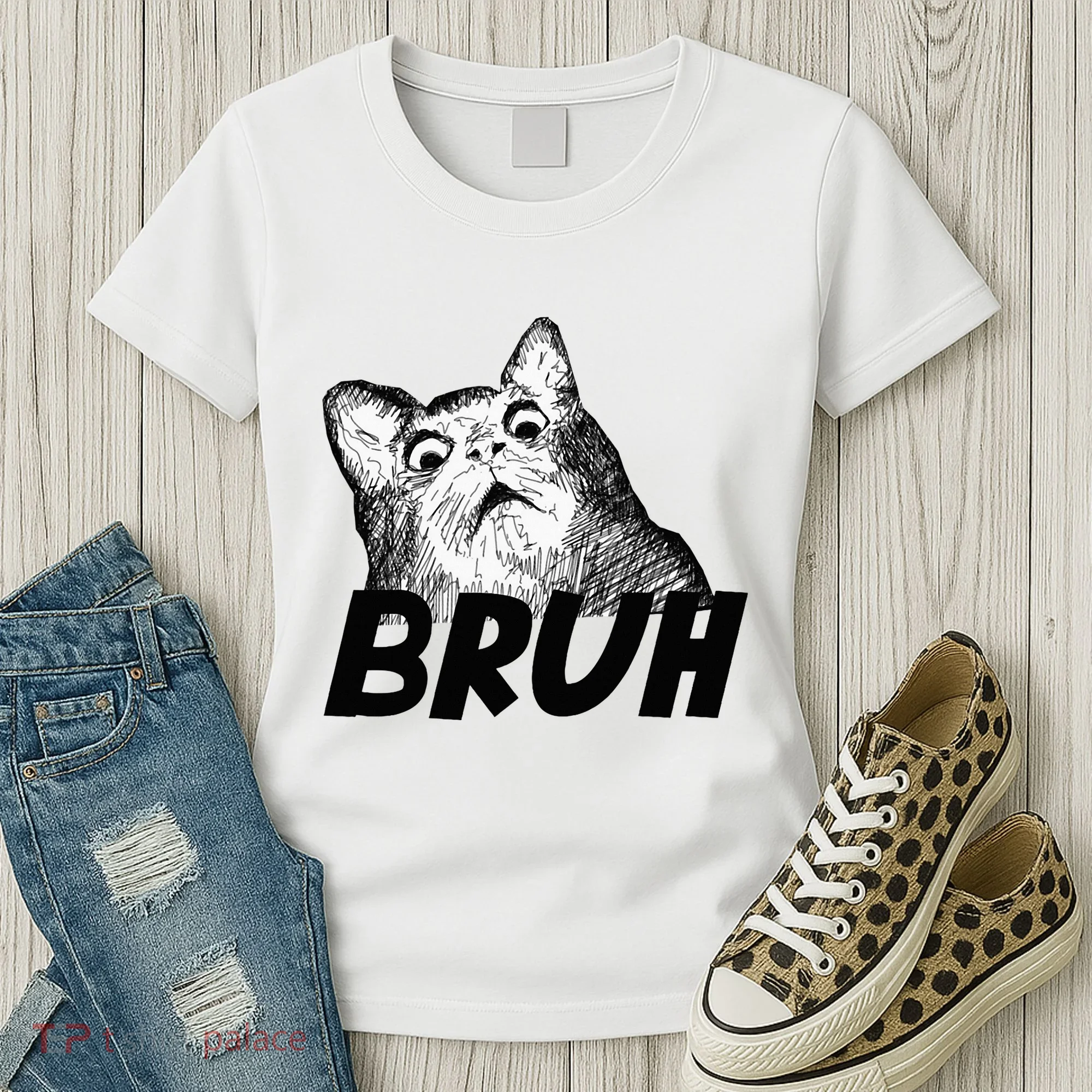 Bruh Shocked Gasp Cat Women's T-Shirt