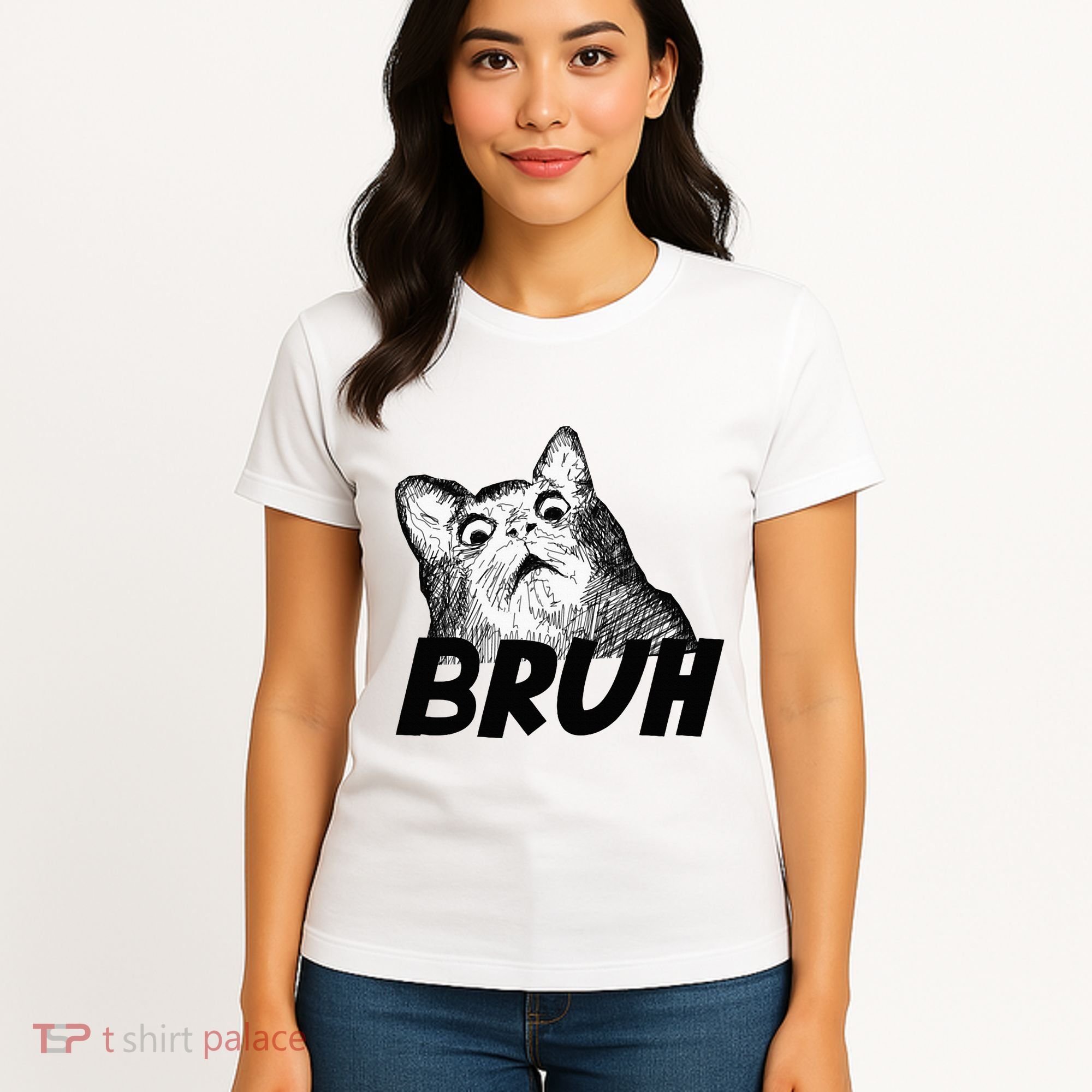 Bruh Shocked Gasp Cat Women's T-Shirt