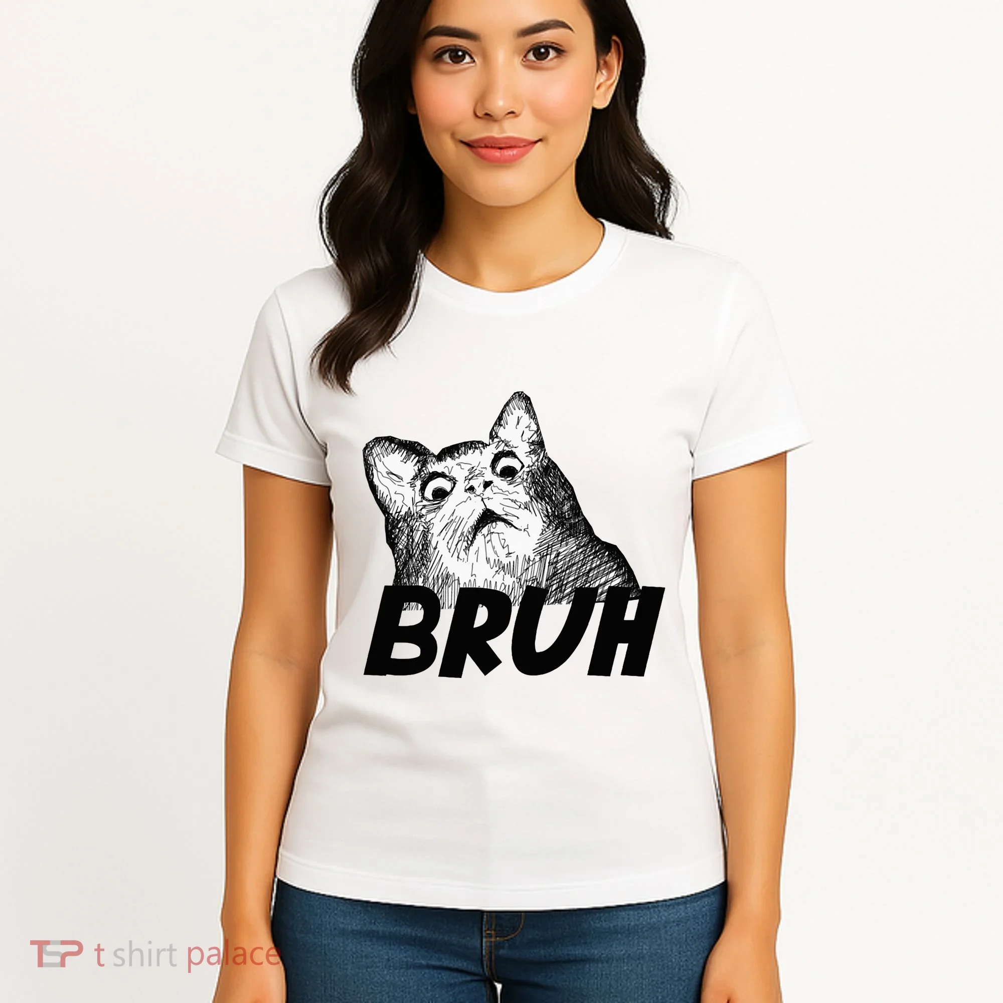 Bruh Shocked Gasp Cat Women's T-Shirt