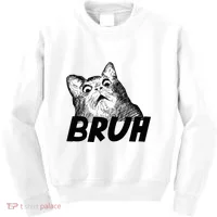 Bruh Shocked Gasp Cat Kids Sweatshirt thumb 0