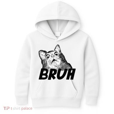 Bruh Shocked Gasp Cat Kids Hoodie