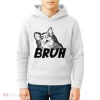 Bruh Shocked Gasp Cat Kids Hoodie thumb 4