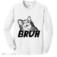 Bruh Shocked Gasp Cat Kids Long Sleeve Shirt thumb 0