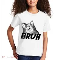 Bruh Shocked Gasp Cat Kids T-Shirt thumb 2