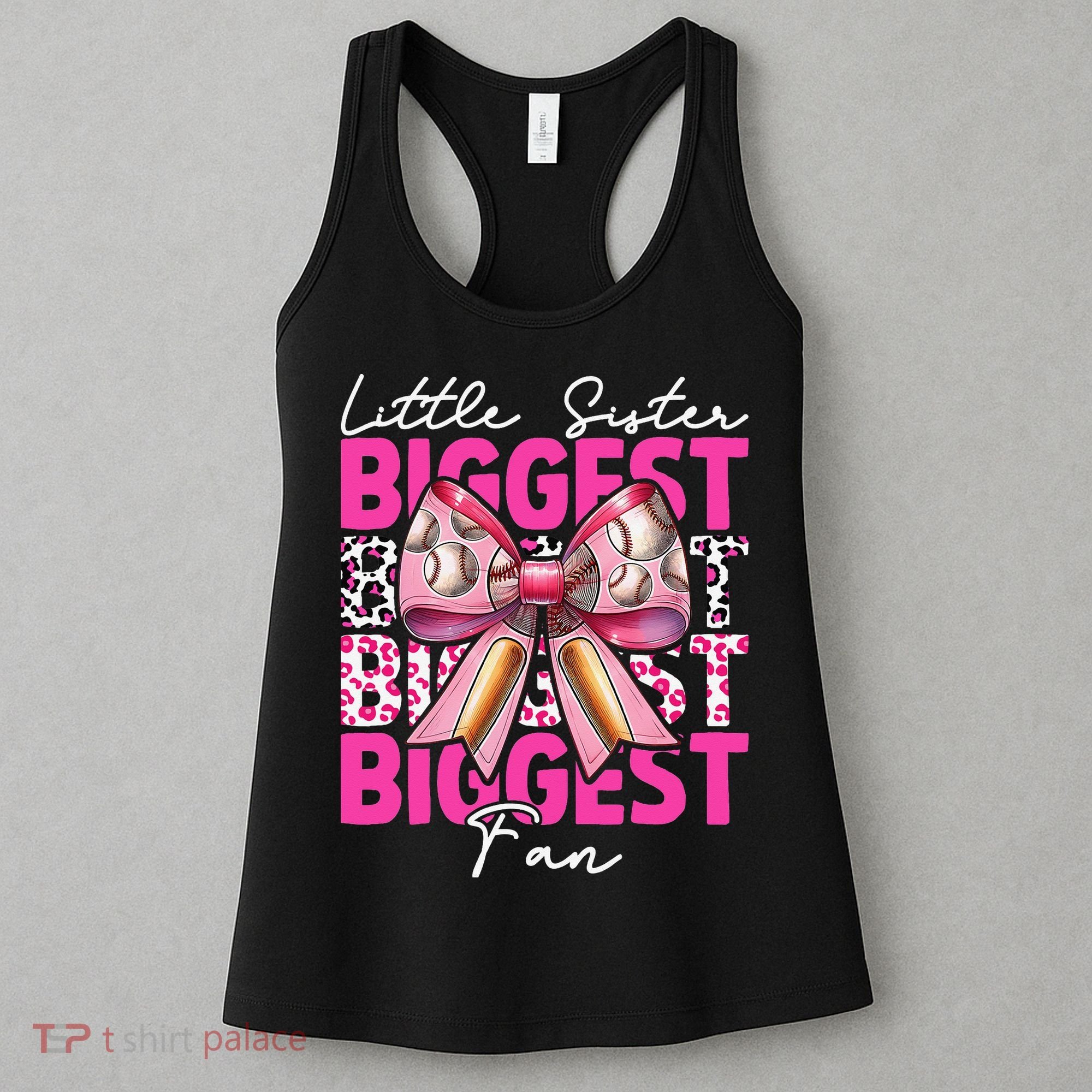 Baseball Sister Girl Coquette Bow Little Sister Biggest Fan Women's Tank Top