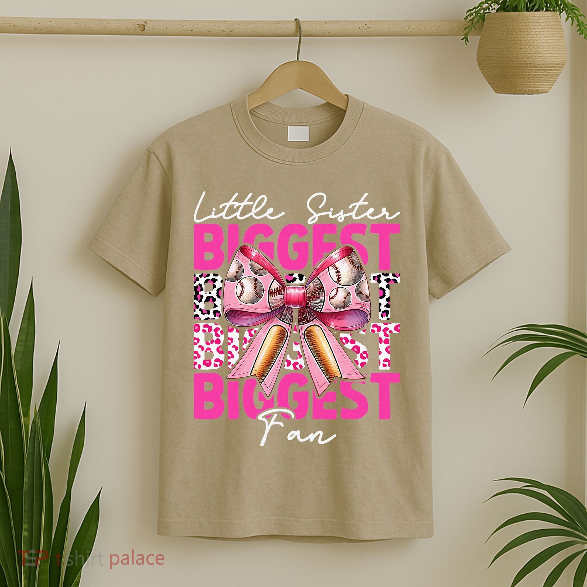 Baseball Sister Girl Coquette Bow Little Sister Biggest Fan T-Shirt