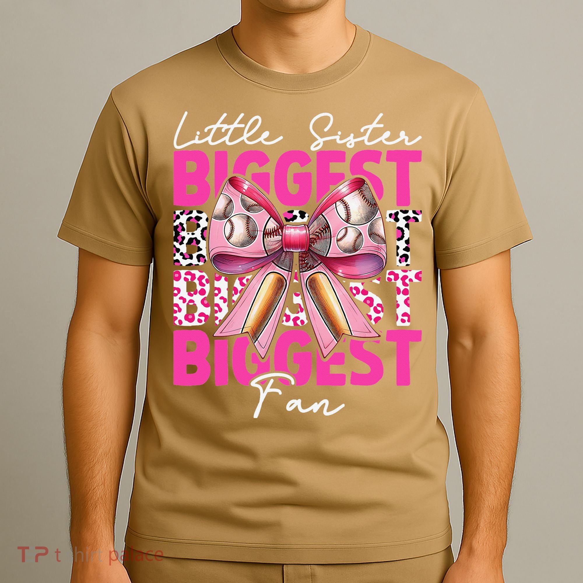 Baseball Sister Girl Coquette Bow Little Sister Biggest Fan T-Shirt