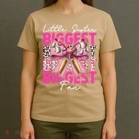 Baseball Sister Girl Coquette Bow Little Sister Biggest Fan T-Shirt thumb 4