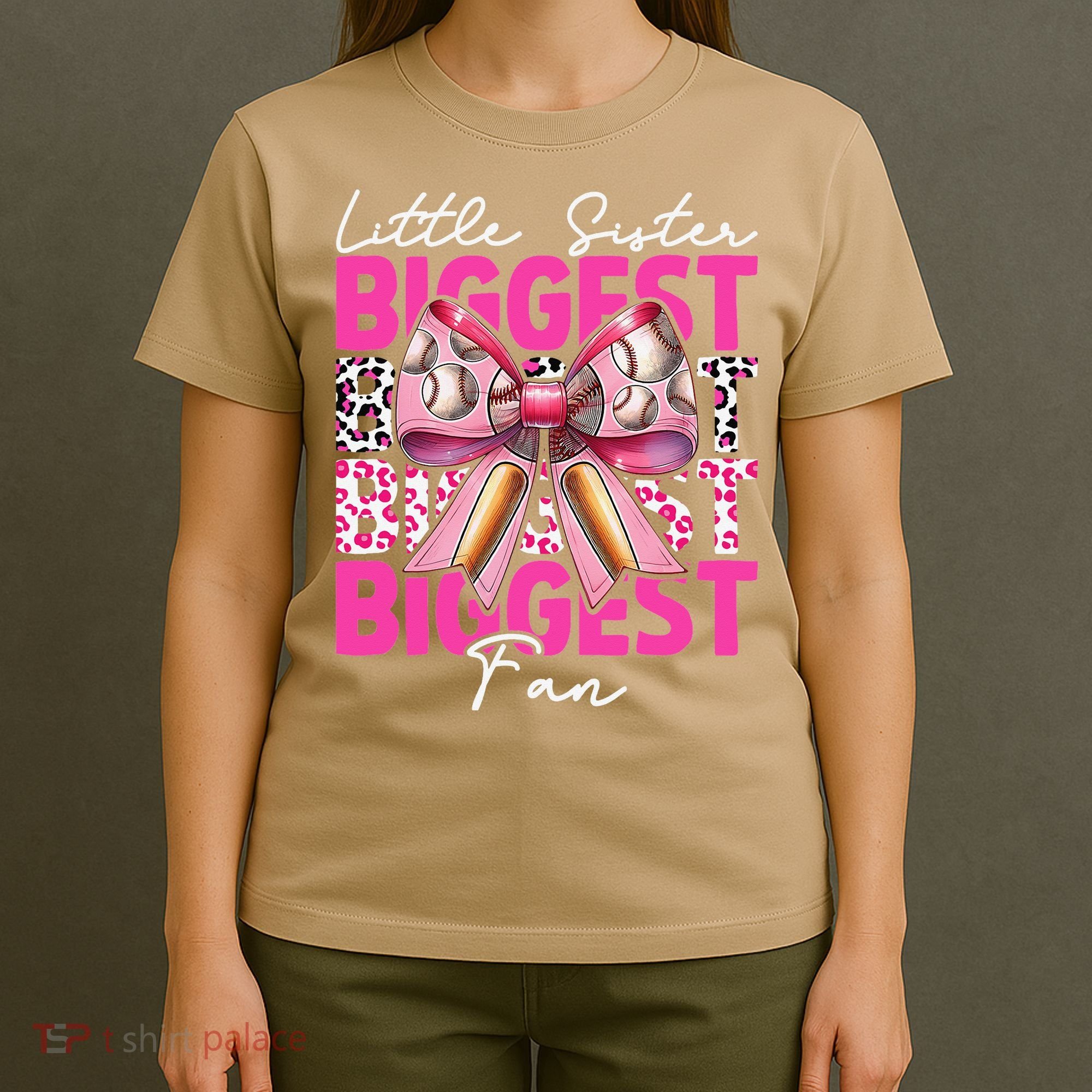 Baseball Sister Girl Coquette Bow Little Sister Biggest Fan T-Shirt