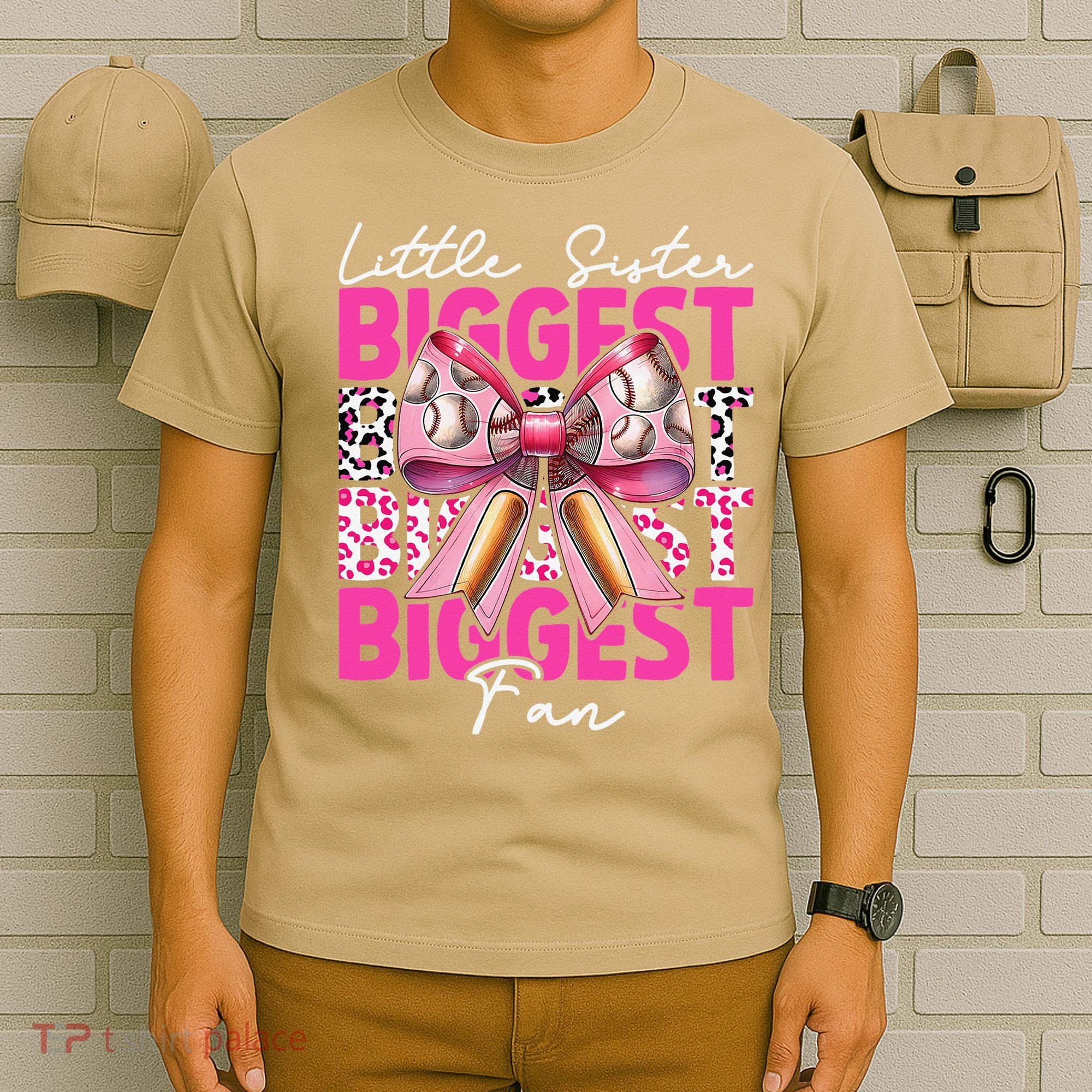 Baseball Sister Girl Coquette Bow Little Sister Biggest Fan T-Shirt