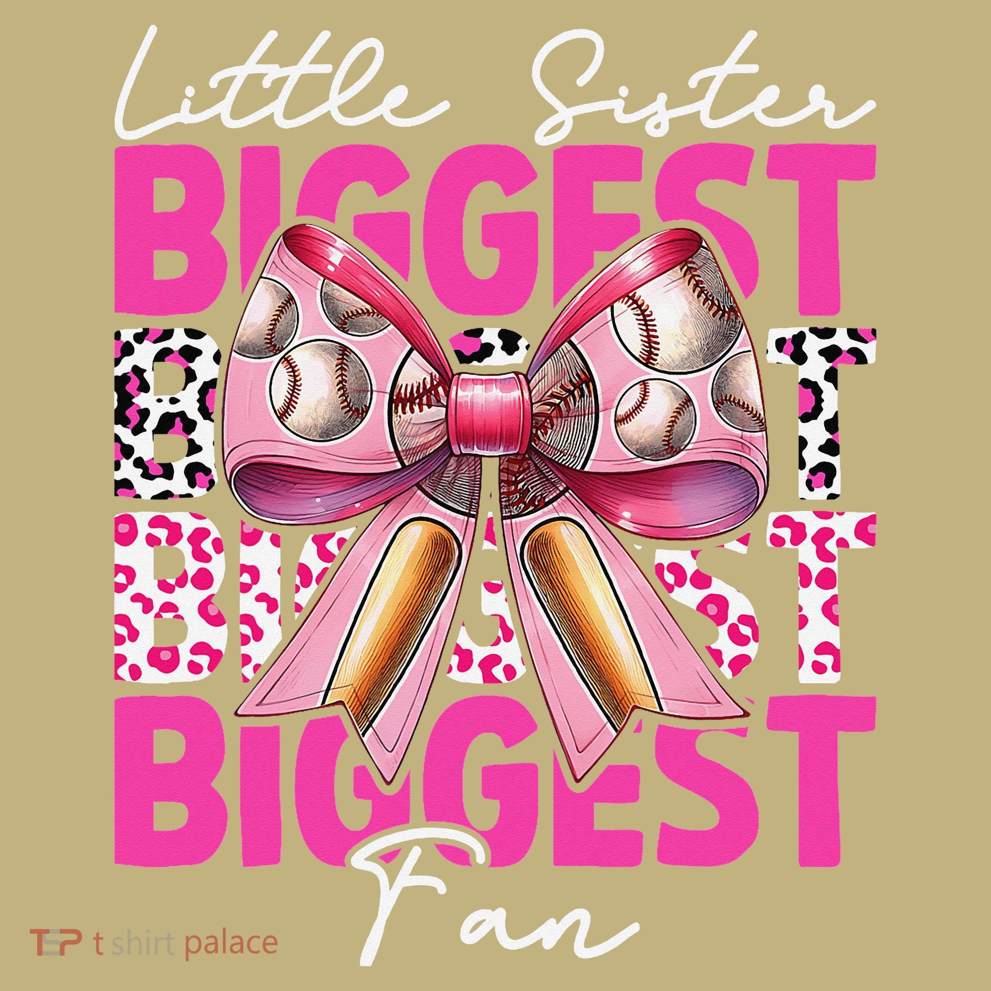 Baseball Sister Girl Coquette Bow Little Sister Biggest Fan T-Shirt