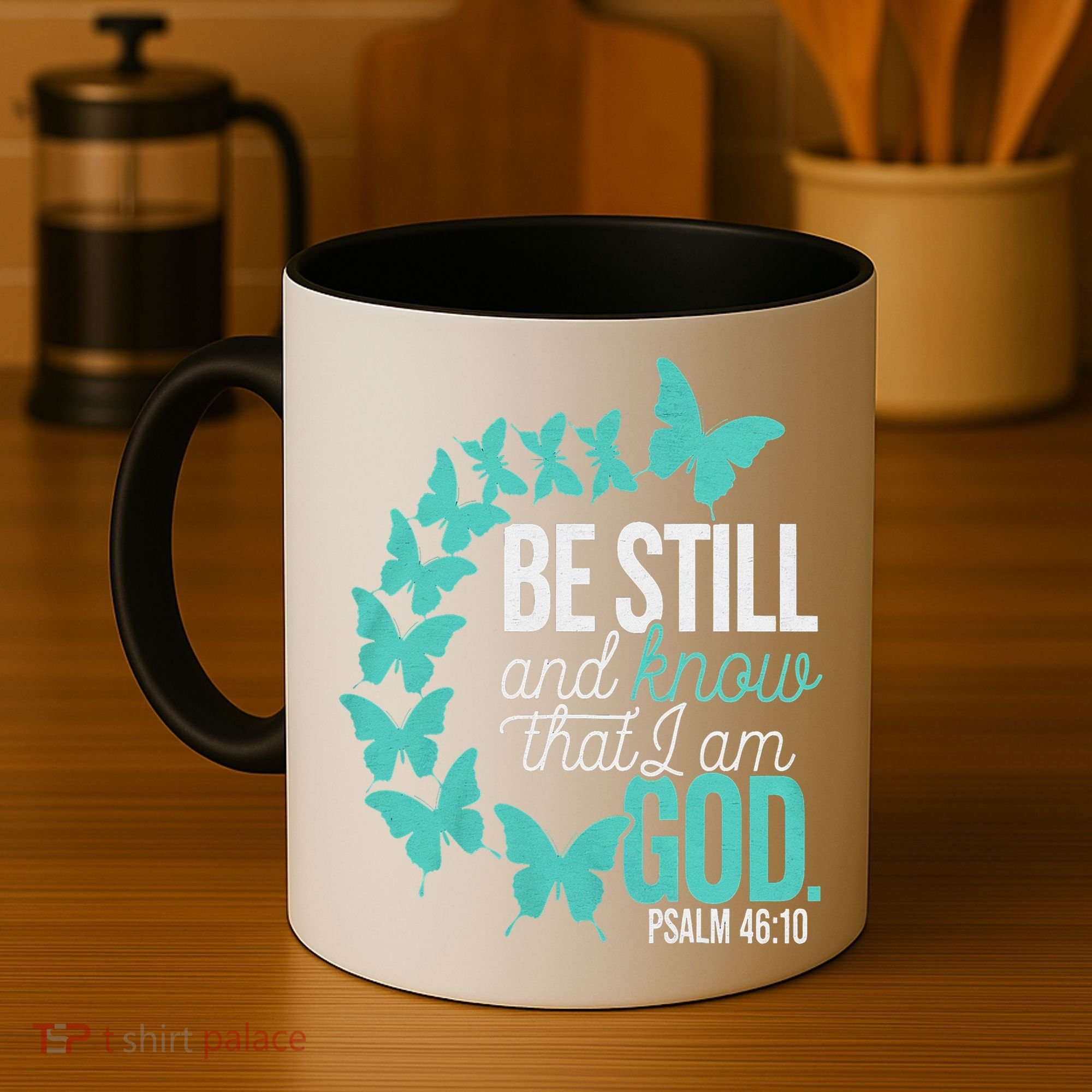 Be Still God Verse Butterfly Arc Christian Faith Coffee Mug