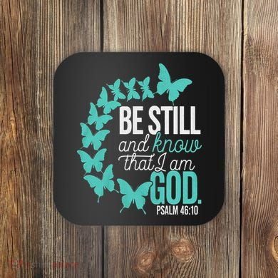 Be Still God Verse Butterfly Arc Christian Faith Coaster
