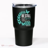 Be Still God Verse Butterfly Arc Christian Faith Tumbler thumb 0