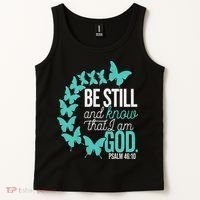 Be Still God Verse Butterfly Arc Christian Faith Tank Top thumb 2