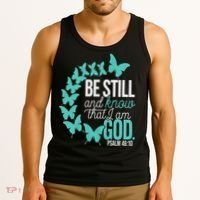 Be Still God Verse Butterfly Arc Christian Faith Tank Top thumb 3