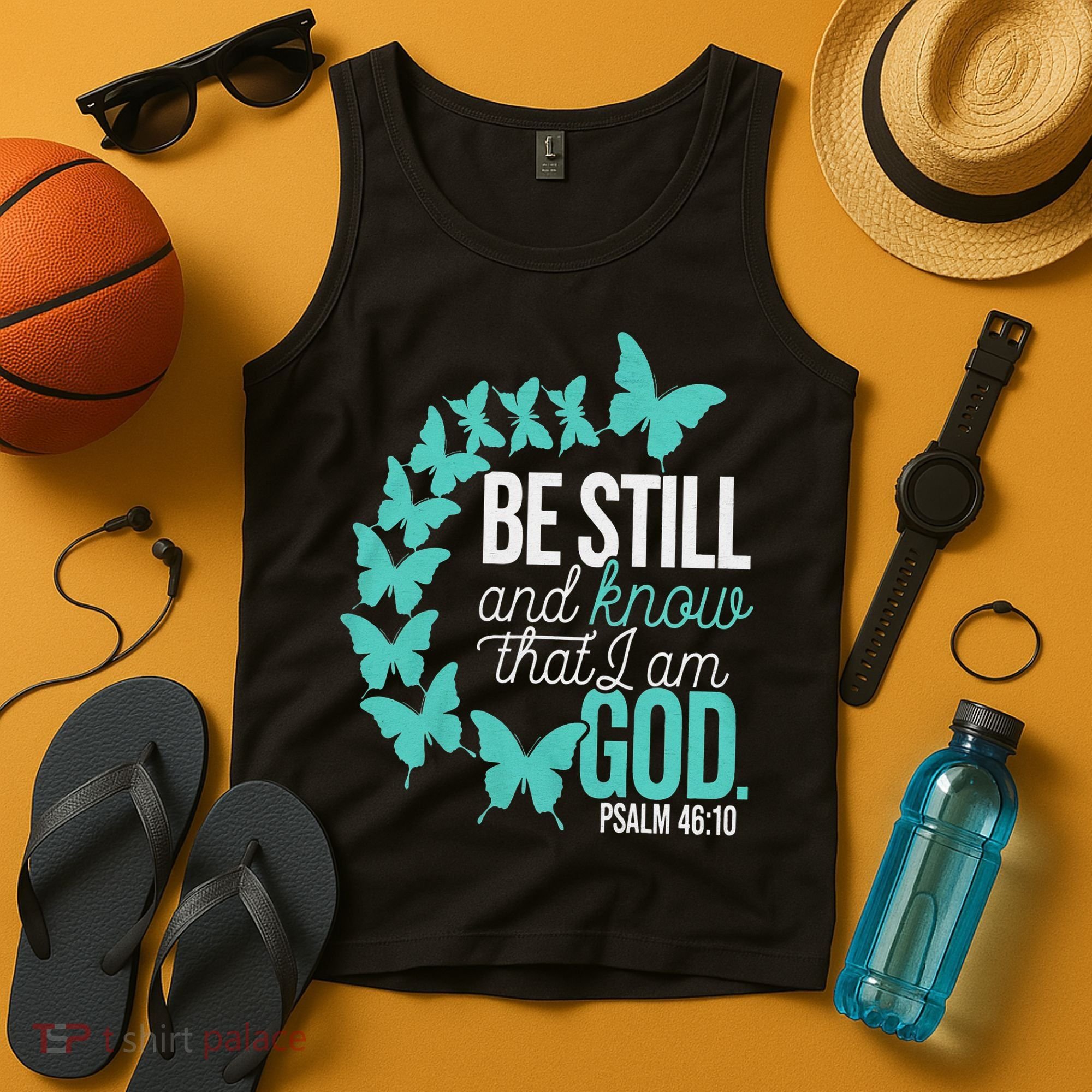 Be Still God Verse Butterfly Arc Christian Faith Tank Top