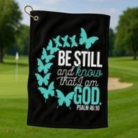 Be Still God Verse Butterfly Arc Christian Faith Golf Towel thumb 1