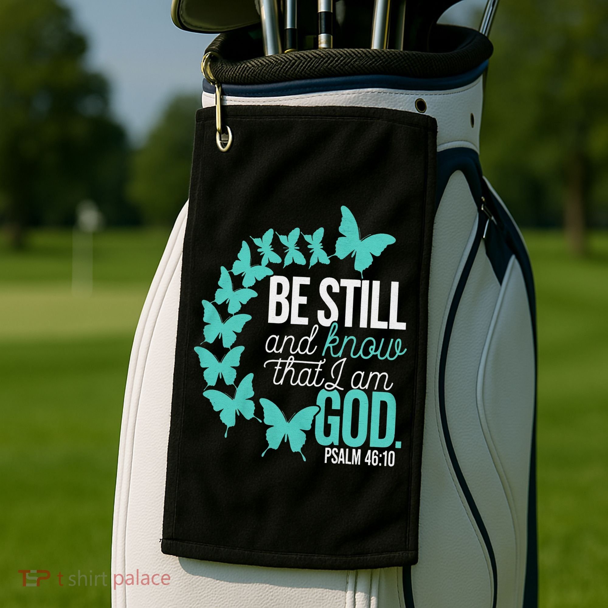 Be Still God Verse Butterfly Arc Christian Faith Golf Towel